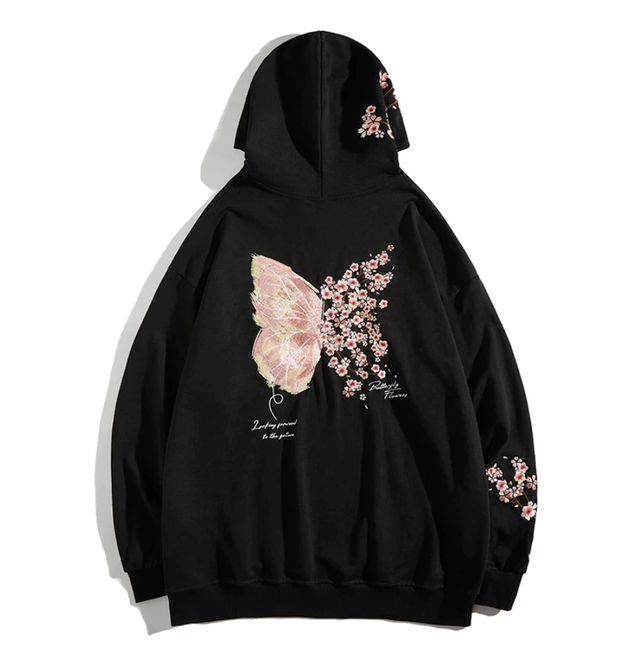 Black hoodie with butterfly sale